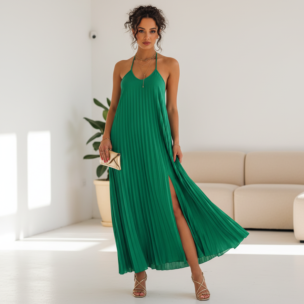 Pleated Suspender Dress
